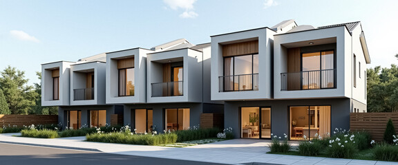 Modern townhouse complex with a minimalist design