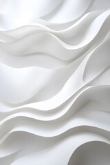 Obraz premium Minimalistic abstract background with white 3D paper waves.