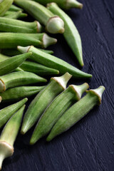 Fresh green okra, peeled and ready to cook.