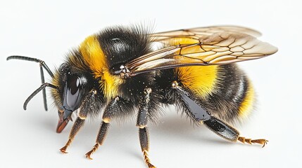 A close up of a Bumble-bee white background 