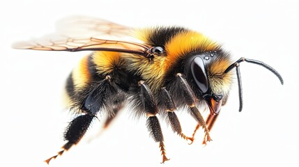 A close up of a Bumble-bee white background 