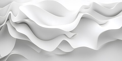 Minimalistic abstract background with white 3D paper waves.