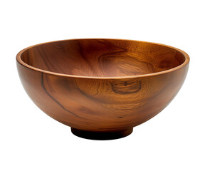 Empty Wooden Bowl with a Rounded Bottom and Natural Grain