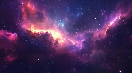 Fototapeta premium A vibrant nebula glows in the night sky, surrounded by twinkling stars.