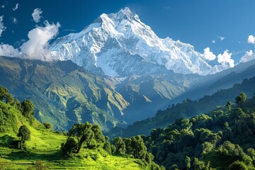 Fototapeta premium The Beauty of Snow-Capped Mountains and Fertile Valleys