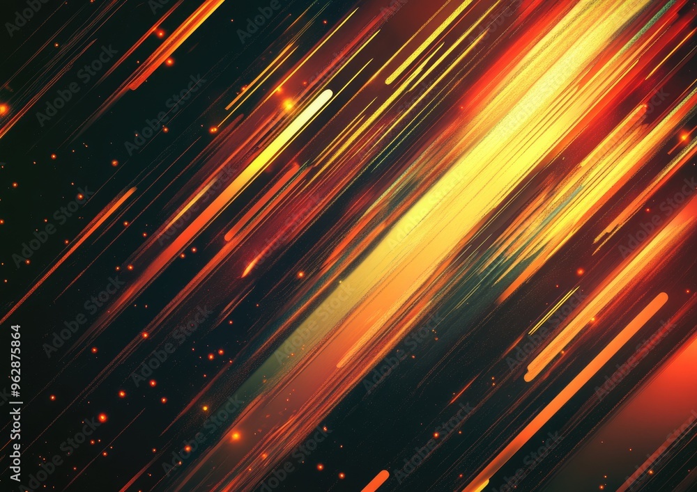 Poster abstract line art illustration featuring numerous diagonal glimmer streaks creating a visually strik