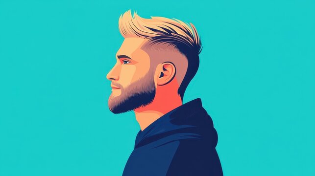 A sleek vector illustration of a man with a trendy beard and hairstyle, standing stylishly against a clean backdrop.