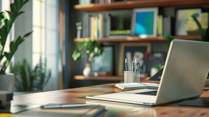 Modern Workspace with Laptop and Natural Light