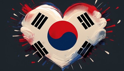 Heart shaped South Korea flag for independence day