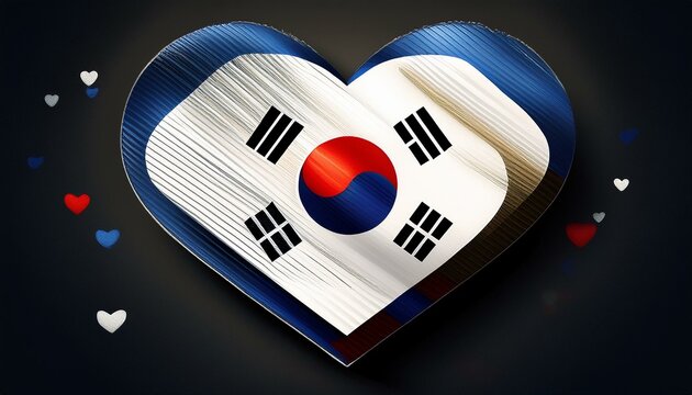 Heart shaped South Korea flag for independence day