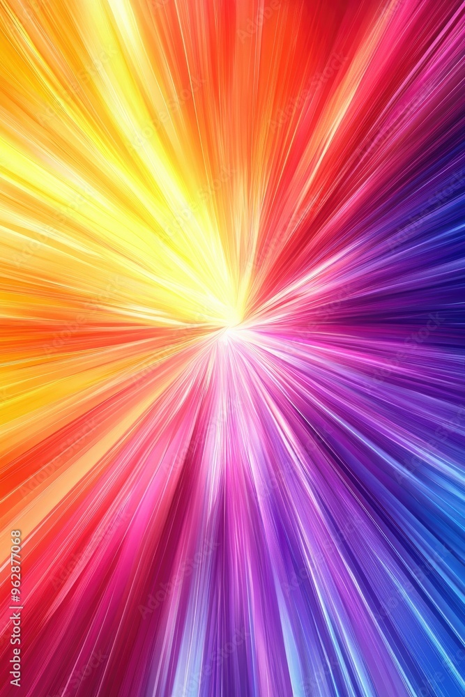 Poster line art illustration featuring a vibrant colorful background with motion blur effects creating an a
