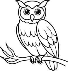 Owl line art vector illustration vintage owl graphic design