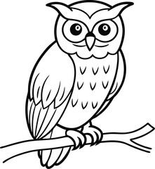 Owl line art vector illustration owl nature art in simple design