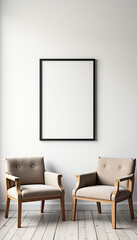 Two Armchairs Facing a Large Framed Picture
