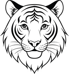 Tiger head icon vector illustration with dynamic fur patterns