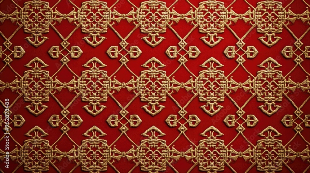 Aufkleber a high-resolution digital rendering of a chinese fabric pattern featuring elegant repeating patterns