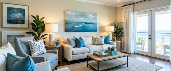 Coastal Living Room with Ocean View