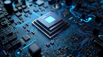 Close-up of a Microchip on a Circuit Board