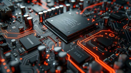 Fototapeta premium Close-up of a Circuit Board with Microprocessor