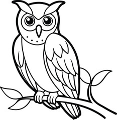 Owl line art vector illustration detailed owl face sketch