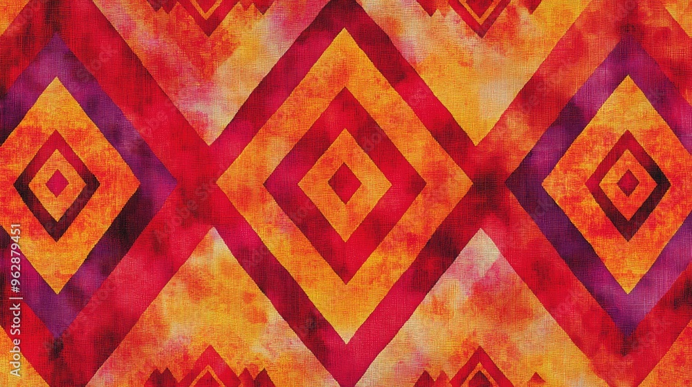 Aufkleber a high-resolution digital rendering of a lao fabric pattern featuring abstract geometric shapes in b