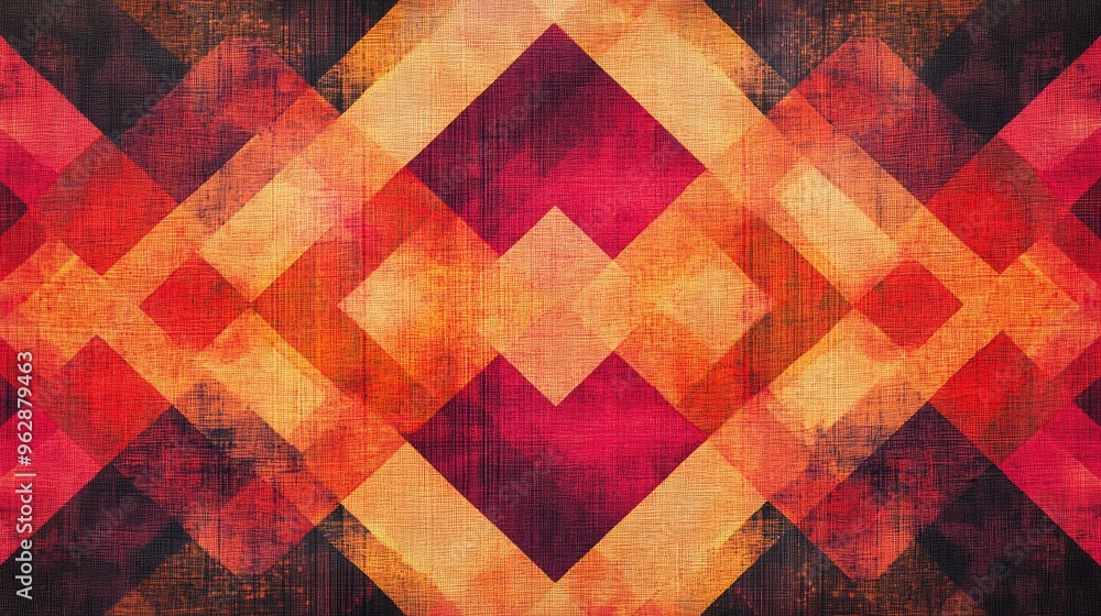Poster a high-resolution digital rendering of a lao fabric pattern featuring abstract geometric shapes in b