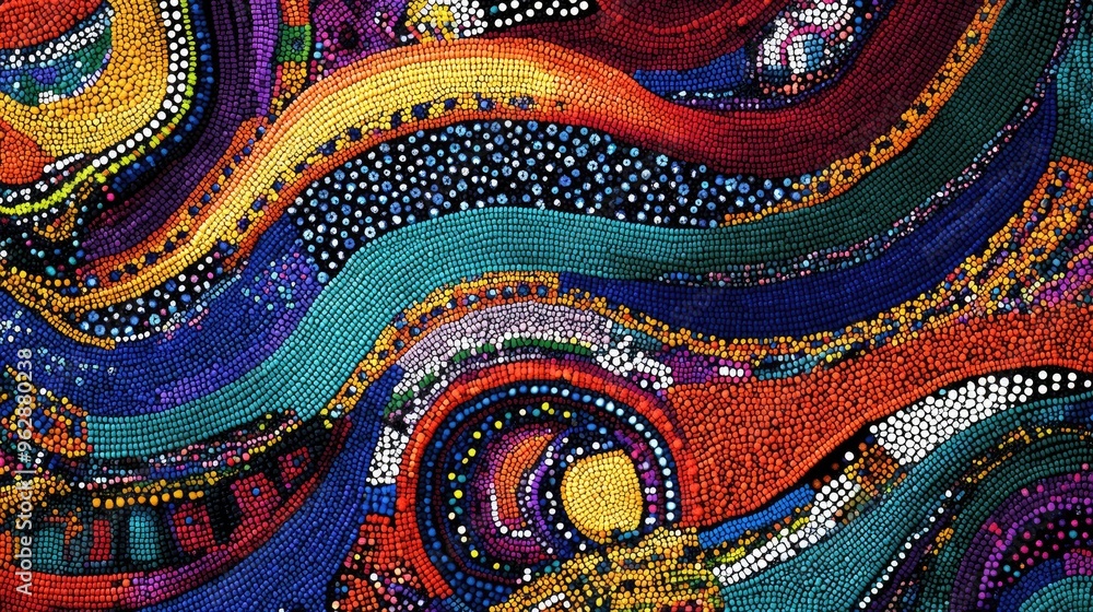 Aufkleber a high-resolution digital rendering of a south african fabric pattern featuring intricate beadwork-i