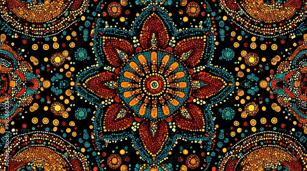 Aufkleber a high-resolution digital rendering of a south african fabric pattern featuring intricate beadwork-i