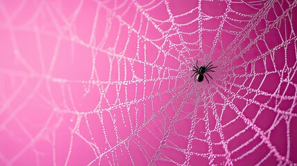 Bright pink background with cute spider web designs
