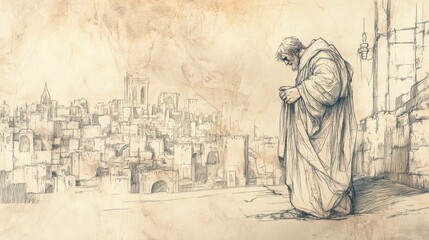 Fototapeta premium Ecclesiastes’ Tale of Folly: A Fool’s Laborious Journey Through the City