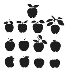 Apple silhouettes set vector