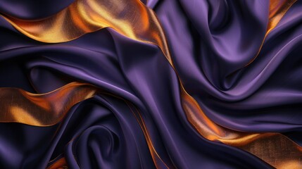 Fototapeta premium Fine textured fabric swirling with warm and gold hues.