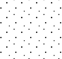 Black random dots on a white background. Background with seamless polka dot pattern, vector black and white print with hand-drawn dots, for printing on fabric.