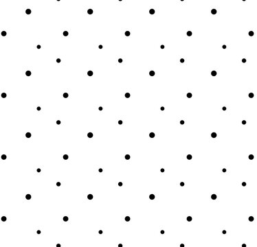 Black random dots on a white background. Background with seamless polka dot pattern, vector black and white print with hand-drawn dots, for printing on fabric.