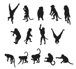 Monkey silhouettes set Vector © Ikmalia