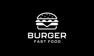 Burger Logo, Fast Food Minimalist Vector Design Illustration