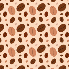 Coffee beans seamless pattern.Repeat pattern of coffee bean isolated on background.Vector graphic illustration wallpaper.