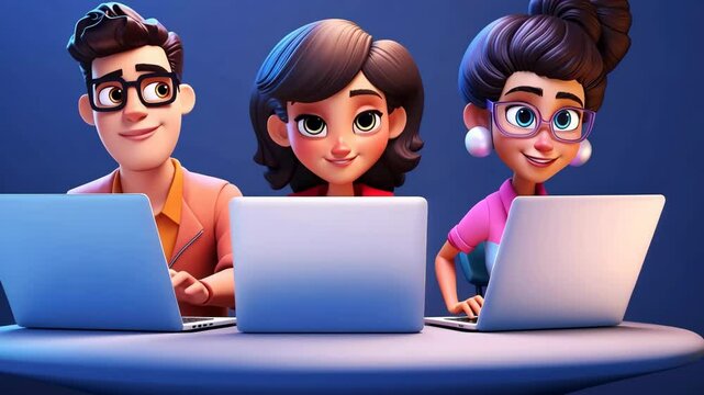 A whimsical illustration featuring a cartoon man and woman using a laptop while sitting on seat cushions.