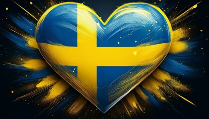 Heart shaped Sweden flag for independence day