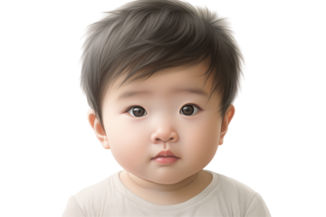 Asian baby on transparent background. Birth related themes. Childbirth. Asian country. Asian baby. Chinese baby. Japan baby. Image for graphic designer. Image for flyers.