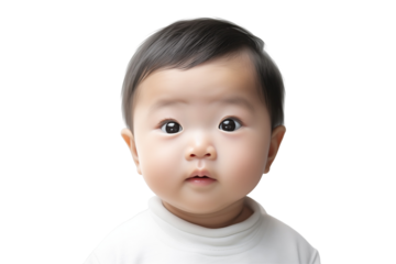 Asian baby on transparent background. Birth related themes. Childbirth. Asian country. Asian baby. Chinese baby. Japan baby. Image for graphic designer. Image for flyers.