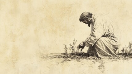 Obraz premium The Wisdom of Diverse Endeavors: A Gardener’s Strategic Planting Across a Garden in Ecclesiastes