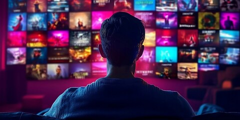 A person using a streaming service, like Netflix or Spotify, which uses AI algorithms to suggest movies, TV shows, or songs based on their viewing. Generative AI