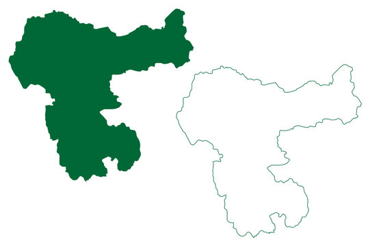 Baran district (Rajasthan State, Republic of India) map vector illustration, scribble sketch Baran map