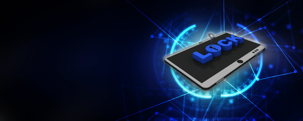 Fototapeta premium 3d rendering Transmitter mobile wifi with lock 