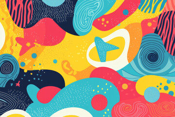 A vibrant abstract design featuring colorful shapes and patterns, ideal for backgrounds or creative projects.