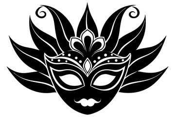 venetian carnival mask illustration, vector art, black silhouette