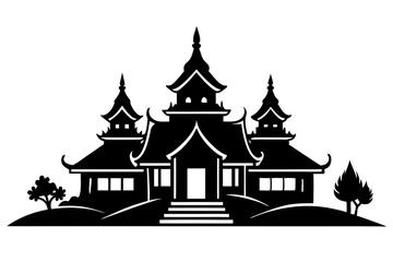 Village Temple silhouette vector illustration