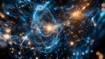 Fototapeta premium Advanced Astrophysics Lab Featuring Holographic Visualizations of Cosmic Phenomena and AI Tools 