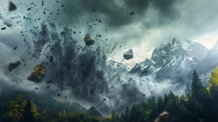 Fototapeta premium Epic Mountain Rockfall Dramatic Landscape Photography